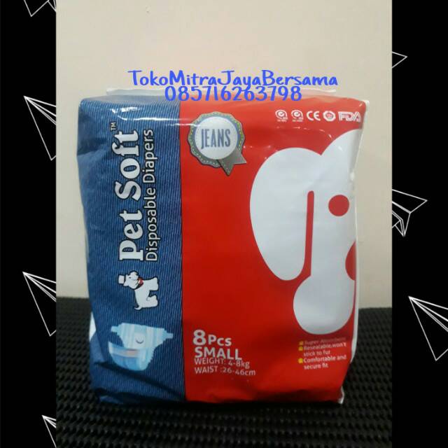 POPOK ANJING BETINA XS PET SOFT DISPOSABLE DIAPERS FEMALE SIZE XS