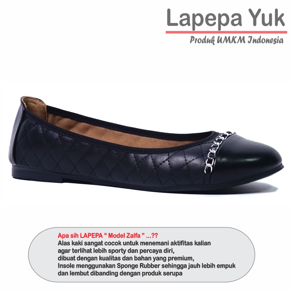 LAPEPA YUK - Sepatu Flat Shoes Wanita ZALFA ALL COLOR Untuk Kerja kantor Spatu Flatshoes Cewek Kuliahan Jalan Santai Casual Empuk Nyaman Slop Lancip Warna Black Hitam mocca Coksu Selop Premium Original Kekinian Terbaru Shoes ORI Mall Official Store