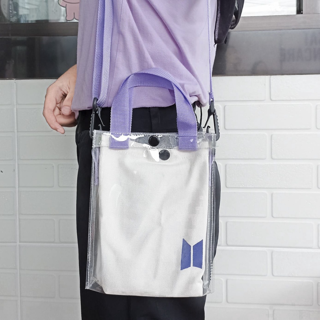 TAS BTS SELEMPANG SLING BAG KANVAS MIKA TALI PANJANG DAN PENDEK TAS KPOP KOREA BANGTAN BOYS