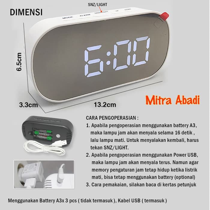 Jam Meja LED Digital / Modern LED Clock Style Tipe DT-6506 Minimalist