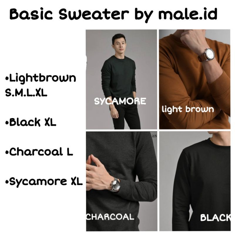 BASIC SWEATER in WHITE size XL ONLY by Male.id / Heymale.id