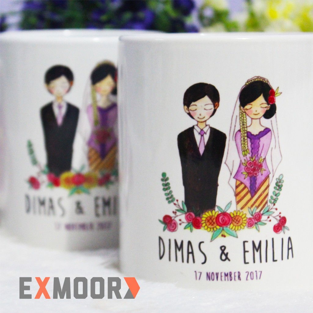 Kado Pernikahan Mug Couple Model Kebaya