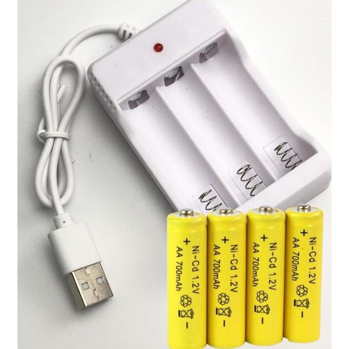 Baterai Charge AA AAA Alat Charger Batrai Murah Cas USB Carger warna Putih