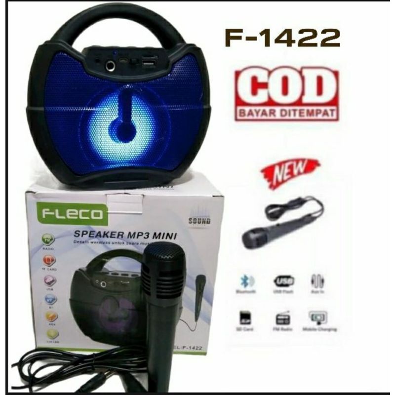 Speaker Bluetooth Karoeke Multimedia Fleco 1422 + Bonus Mic