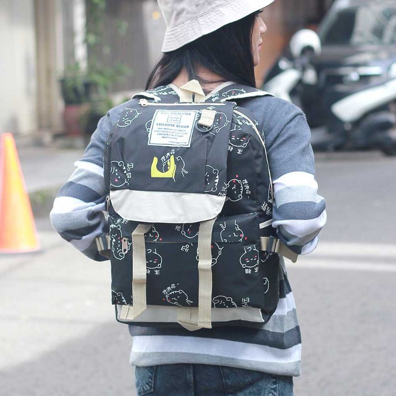 Tas Backpack Wanita Ransel Punggung Sekolah Anak Cewek Korean Style Bahan Premium