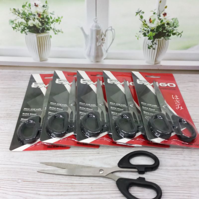 Gunting Sedang Scissors Emigo Em165 Grosir Isi 6Pcs