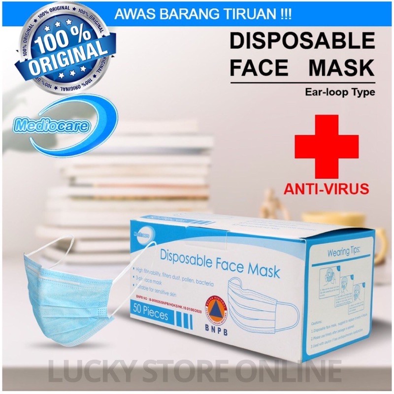 masker 3 ply disposable (50pcs)