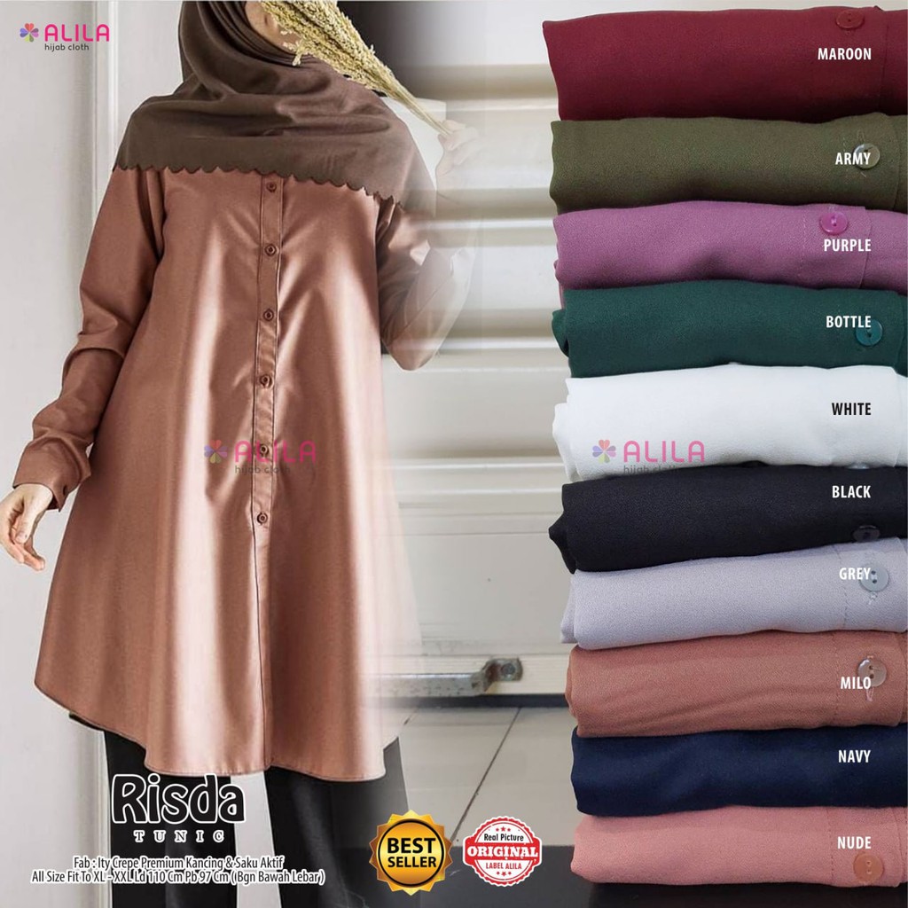RISDA TUNIK BY ALILA / ATASAN WANITA BAHAN ITY CREPE PREMIUM