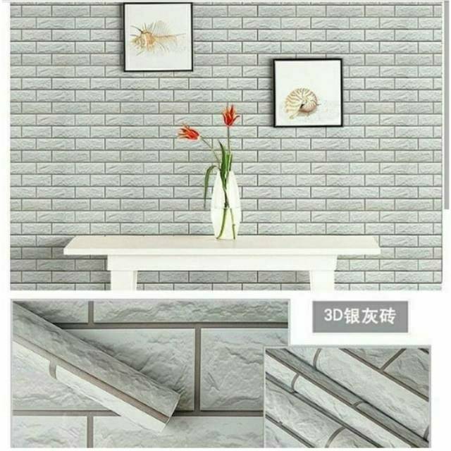 Wallpaper Dinding Sticker Bata 3D Abu