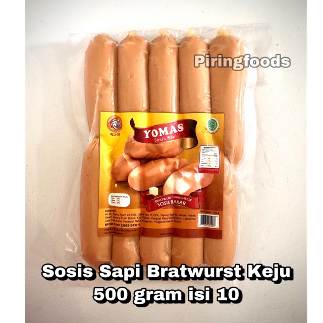 

Termurah!! Sosis Sapi Bratwurst cheese keju mini 500 gram Yomas enak Halal hemat