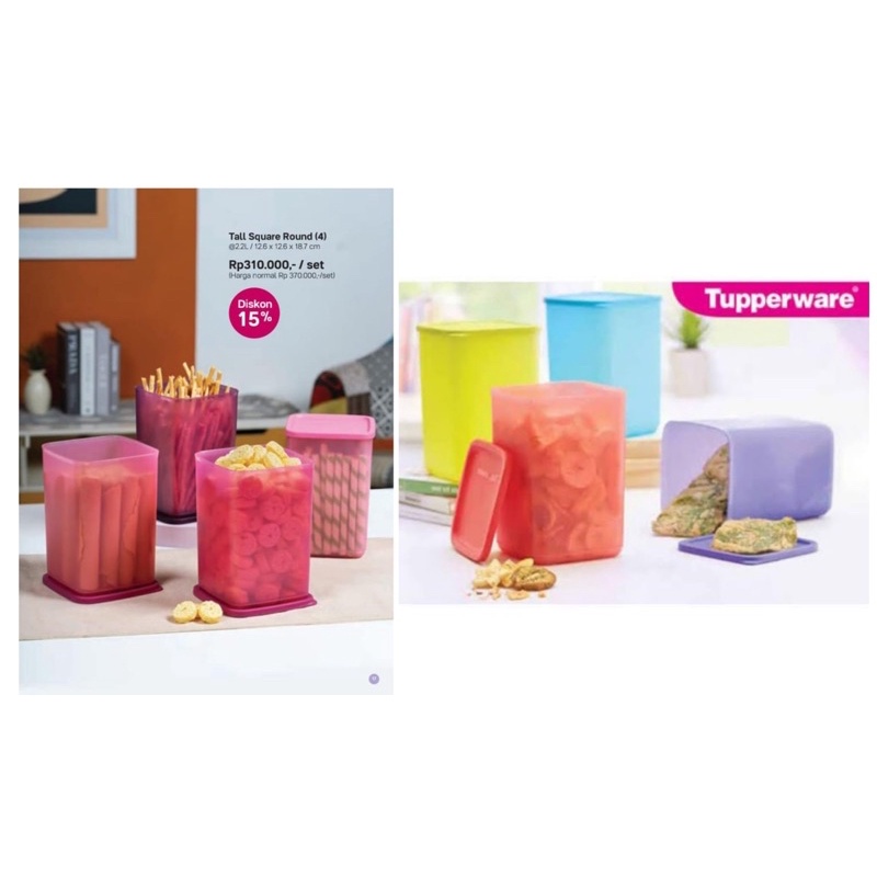Tall Square Round canister tupperware toples