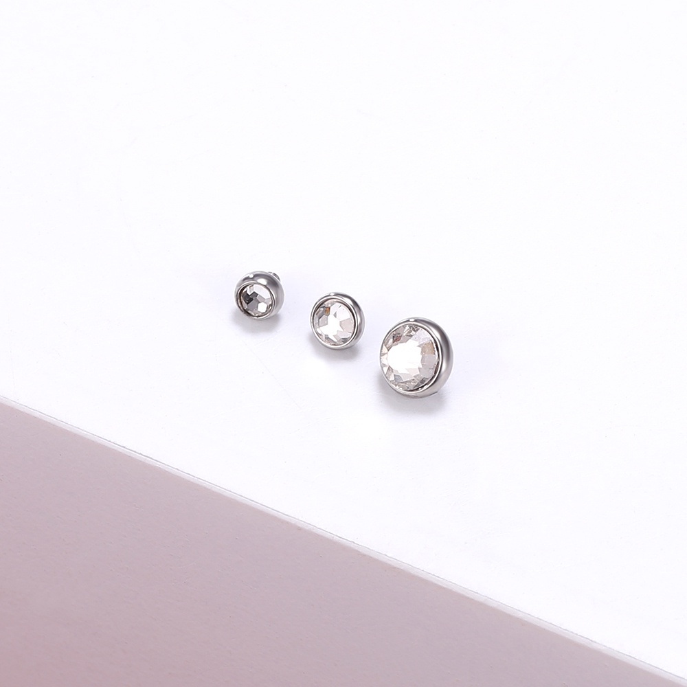 1 Set Tindik Bahan Baja Kristal Mikro Dermal Opal Ukuran 2.5 / 3 / 4mm Untuk Kulit