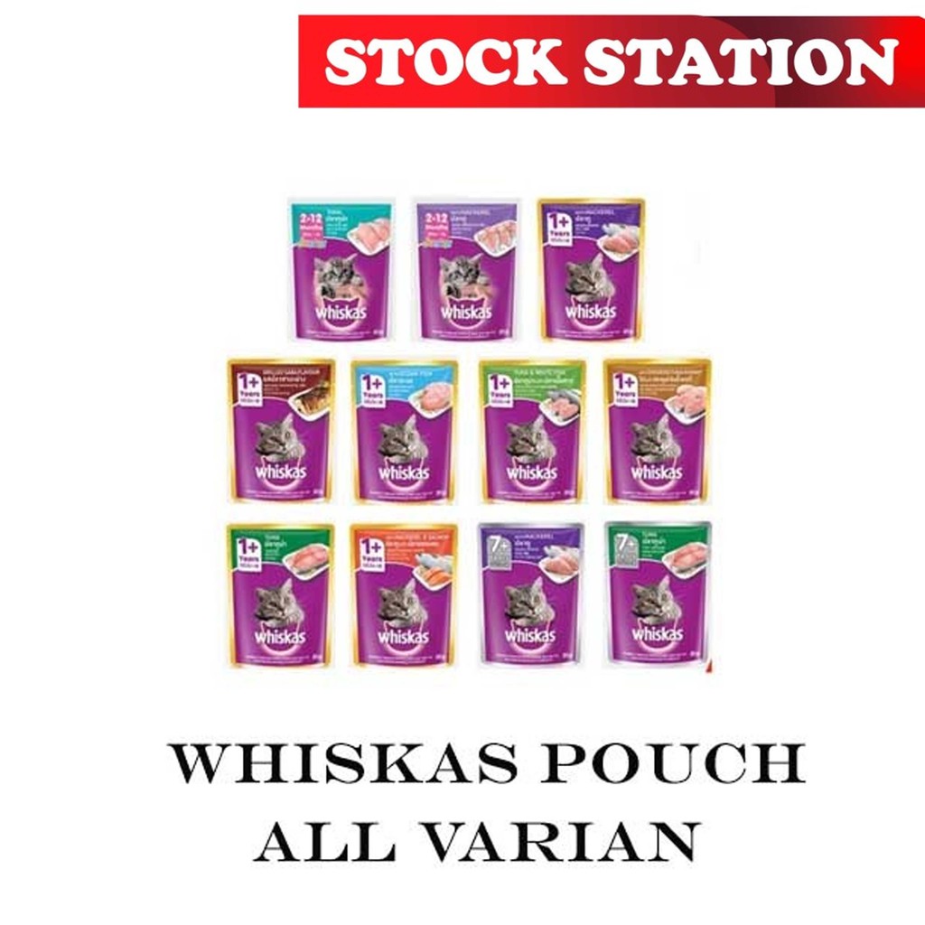 Whiskas Pouch 1 box 24pcs (GRAB/GOSEND)