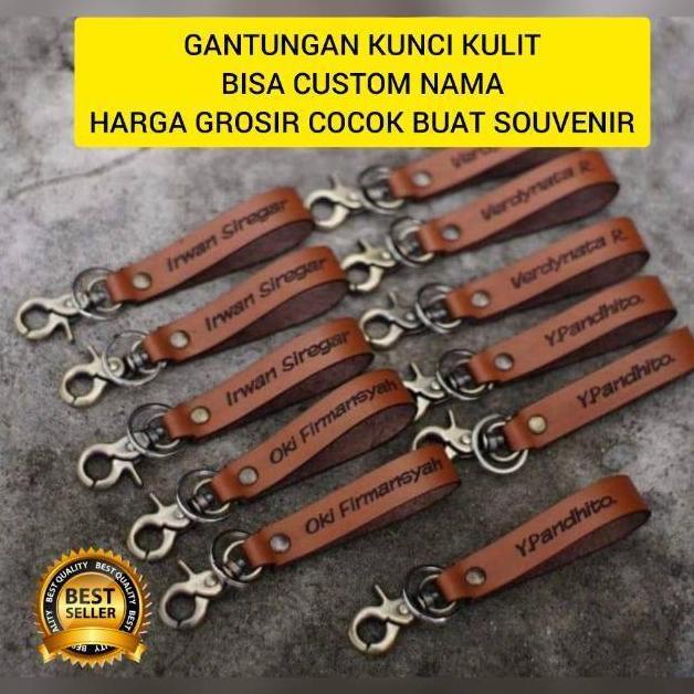 Harga Termurah.. Gantungan Kunci Kulit Custom Nama, Souvenir Pernikahan, Gantungan Kunci Motor