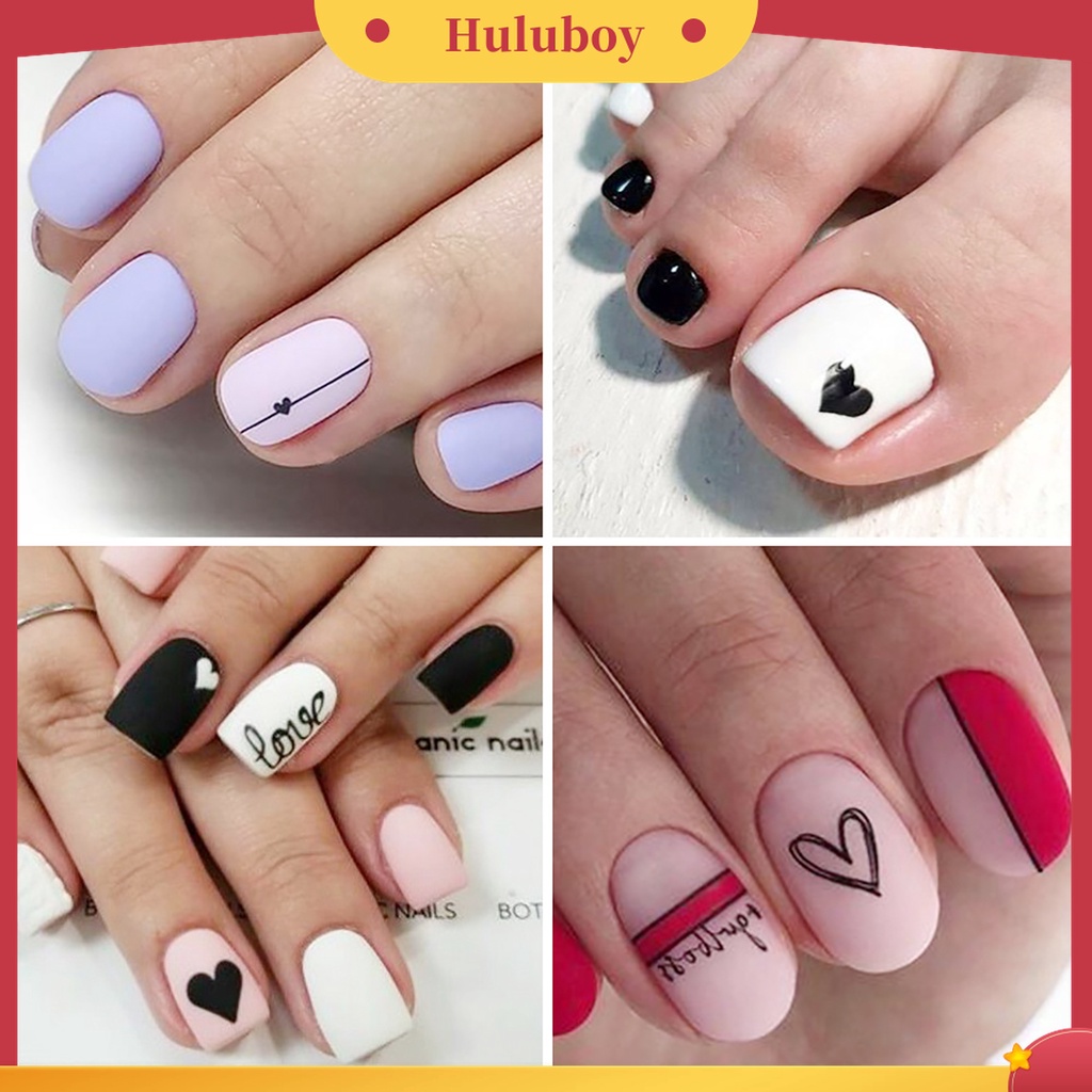 Huluboy Huluboy♡ 1 Lembar Stiker Kuku Motif Hati Untuk Salon Kecantikan