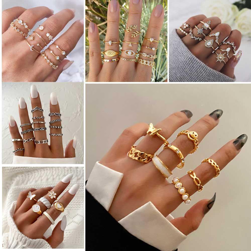 PREVA Rings Set Cute Vintage BFF Fashion Jewelry Handmade Rings For Women