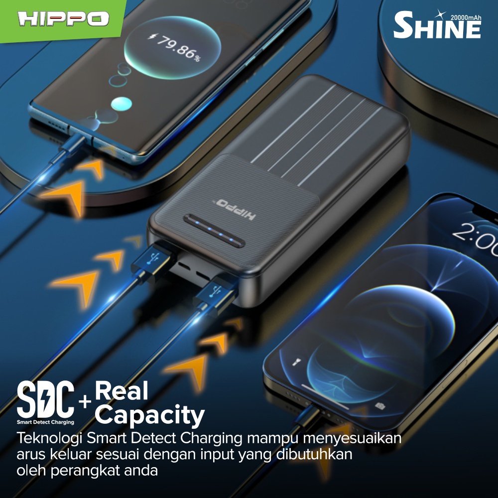 Hippo Powerbank Shine 10000 - 20000mAh Smart Detect Charging