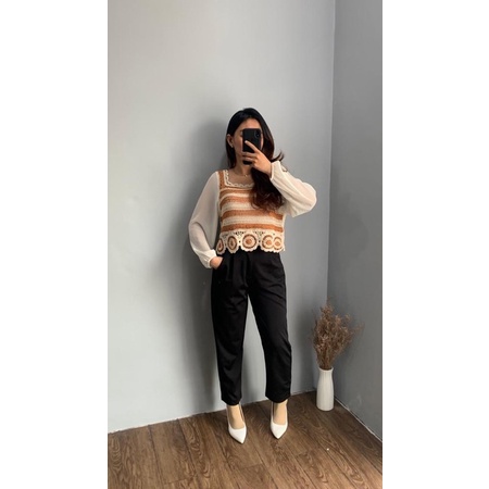 [LUXE.DLABEL] - D90 TOP [ Atasan Rajut Wanita Atasan Rajut Import wanita Atasan lengan panjang rajut Kaos wanita Vest wanita Atasan Wanita Atasan Halter tank Korea wanita Korean top Croptop Croptee Atasan perempuan Top premium quality]