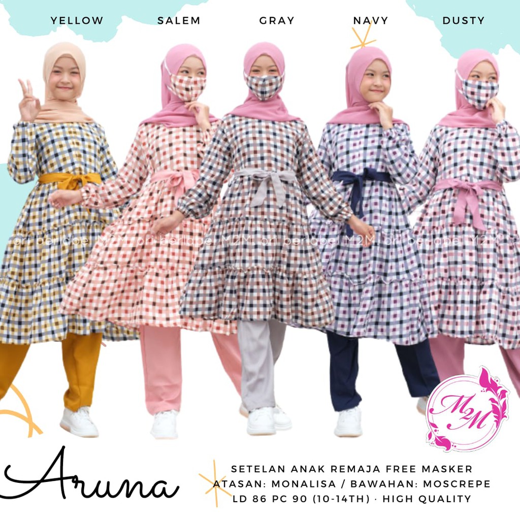 COD Setelan Tunik Anak Remaja Free Masker Aruna | Kiddos Kids