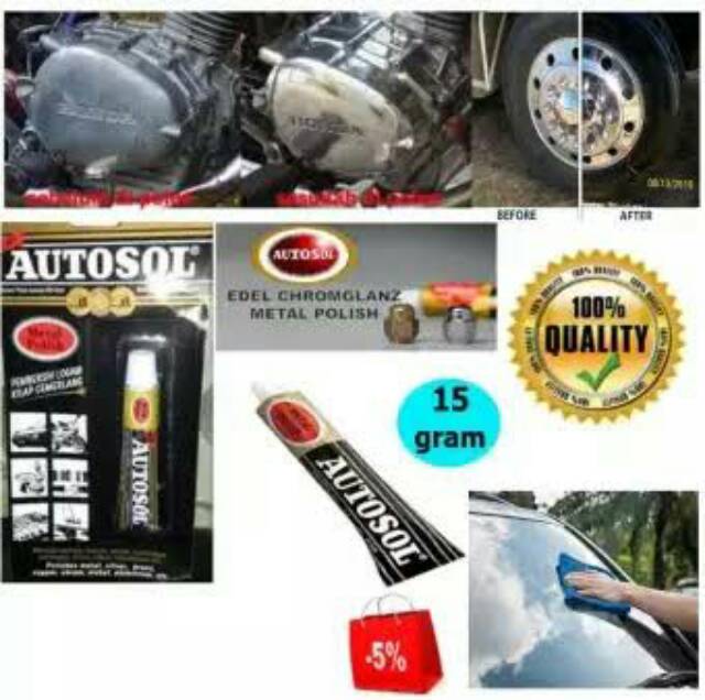 Autosol Metal Polish 15gr Pengkilap Stenliss Chrome Logam