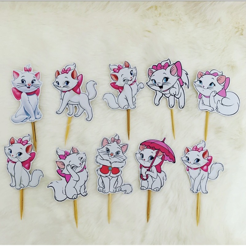 Marie Cat Cupcake Topper Birthday / Hiasan Cupcake Ulang Tahun