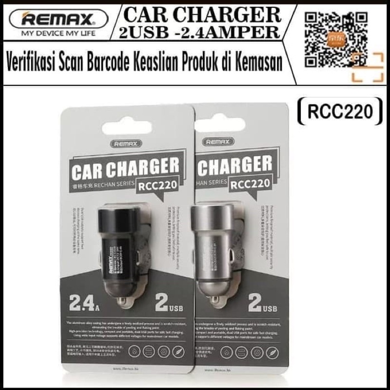 Charger mobil REMAX Rechan Series 2 USB 2.4A Car Charger RCC220