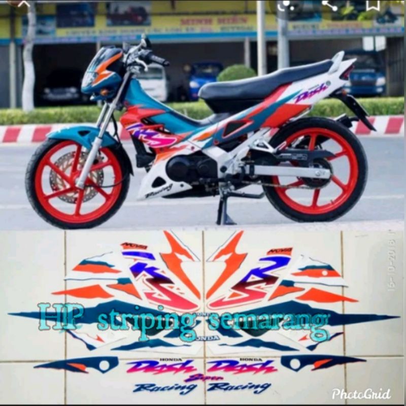 Striping Honda Nova Dash RS Hijau Orange