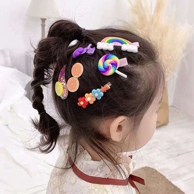 Set Jepit Rambut Anak Rainbow 10 in 1 / Hair Clip Rainbow Anak / Jepit Karakter Lucu &amp; Imut