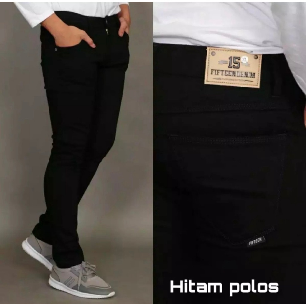 Celana Jeans Hitam Pekat / Celana Jeans Pria / Celana Jeans Slimfit Ngaret / Celana Jeans Hitam Nomi