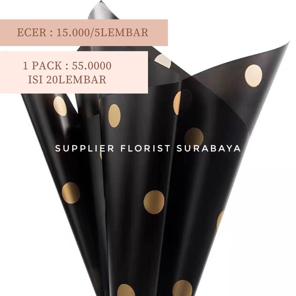 [5 LEMBAR] KERTAS CELLOPHANE KERTAS BUNGA POLKADOT DOT BUNDAR BULAT KERTAS KOREA WRAP BUNGA WRAPPING PAPER BOUQUET BUKET BUNGA