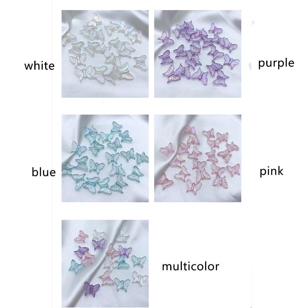 R-flower 100Pcs/Bag Butterfly Shaped Charms Temuan Perhiasan Dekorasi Kalung Gelang Warna Akrilik