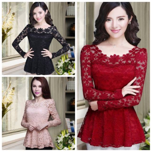 Atasan brukat cindy / BLOUSE SABRINA BRUKAT/ BLOUSE FASHION WANITA KOREAN STYLE TERBARU Bv/ BAJU ATASAN BROKAT CORNELI PREMIUM