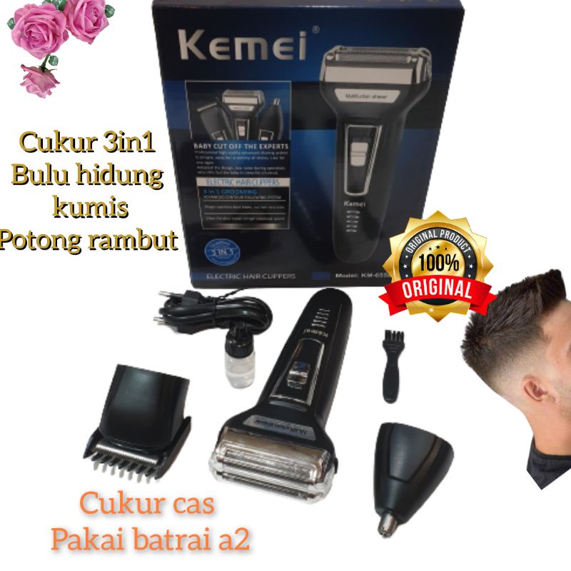 Alat cukur potong Rambut Kemei km6558 pangkas bulu hidung kumis Pria Bagus Cas