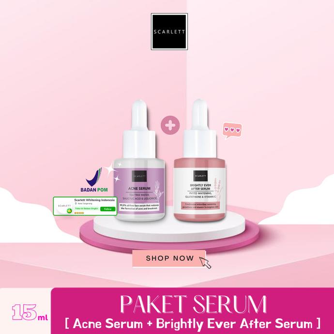 (PAKET 2) Scarlett Whitening Brightly Ever After Serum & Acne Serum