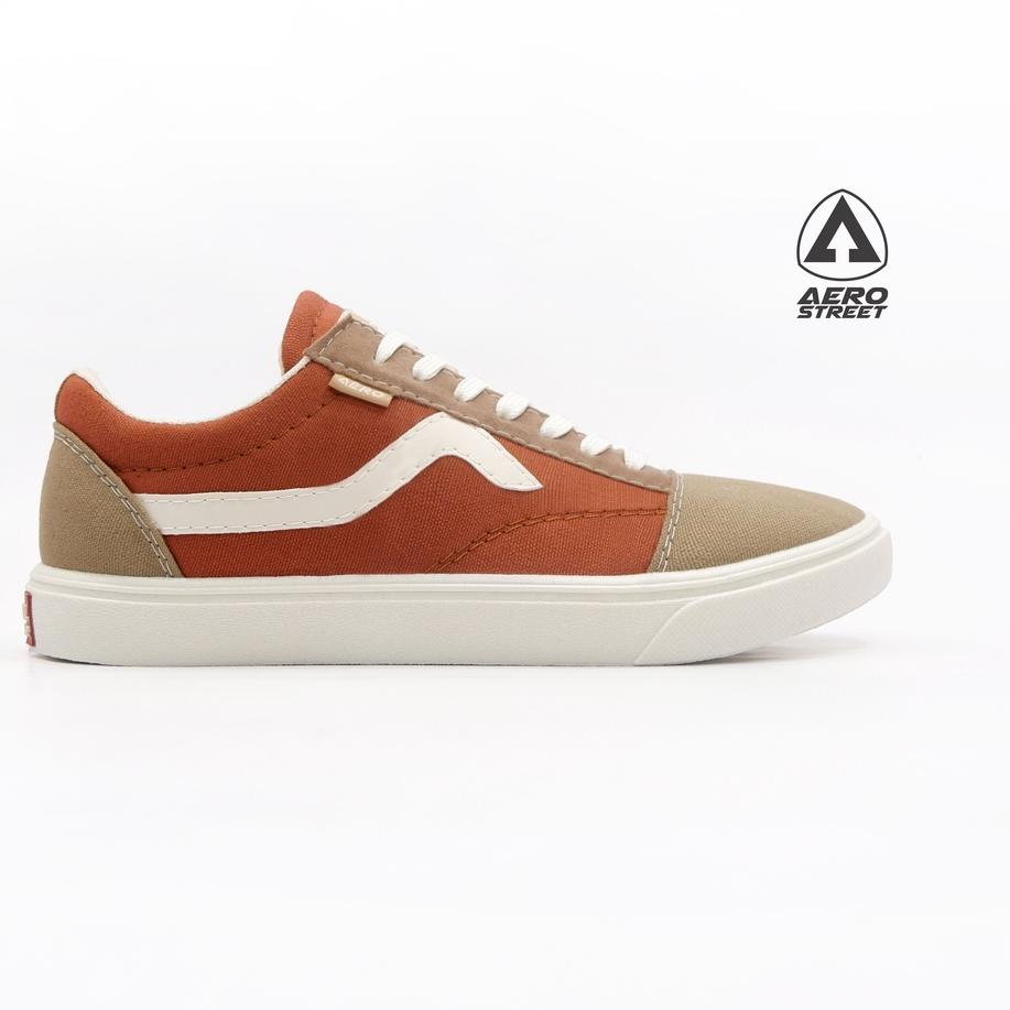 (TERLARIS) Aerostreet 37-44 Massive Merah Bata Coklat - Sepatu Sneakers Casual Sport Sekolah Pria Wa