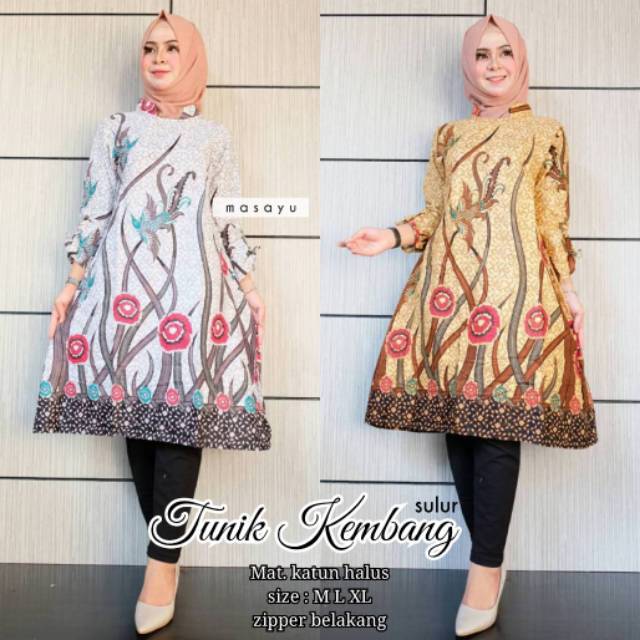 WOW  Tunik Kembang Batik Solo Fashion Wanita Tunik Batik Modern Atasan Batik