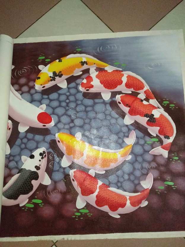Lukisan Ikan Koi Fengshui 85 X 135 Cm