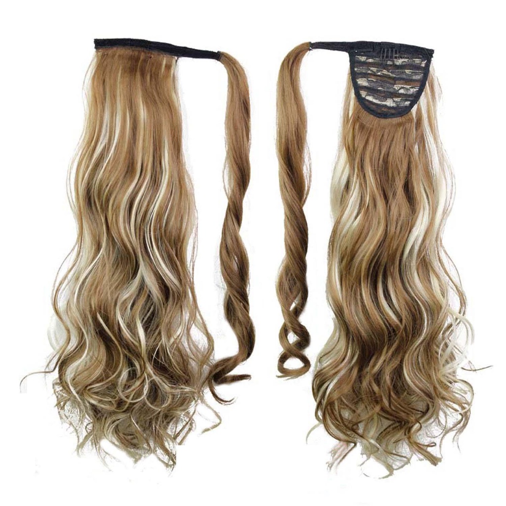 Mxbeauty Ponytail Clip Curly Panjang Dengan Kepang Rambut Hitam Blonde Rambut Sintetis