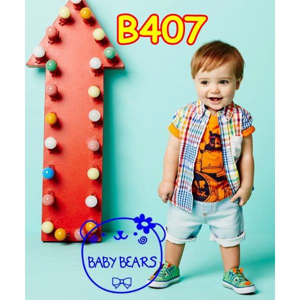 B407 FASHION ANAK - SETELAN ANAK BABY BEARS PENDEK