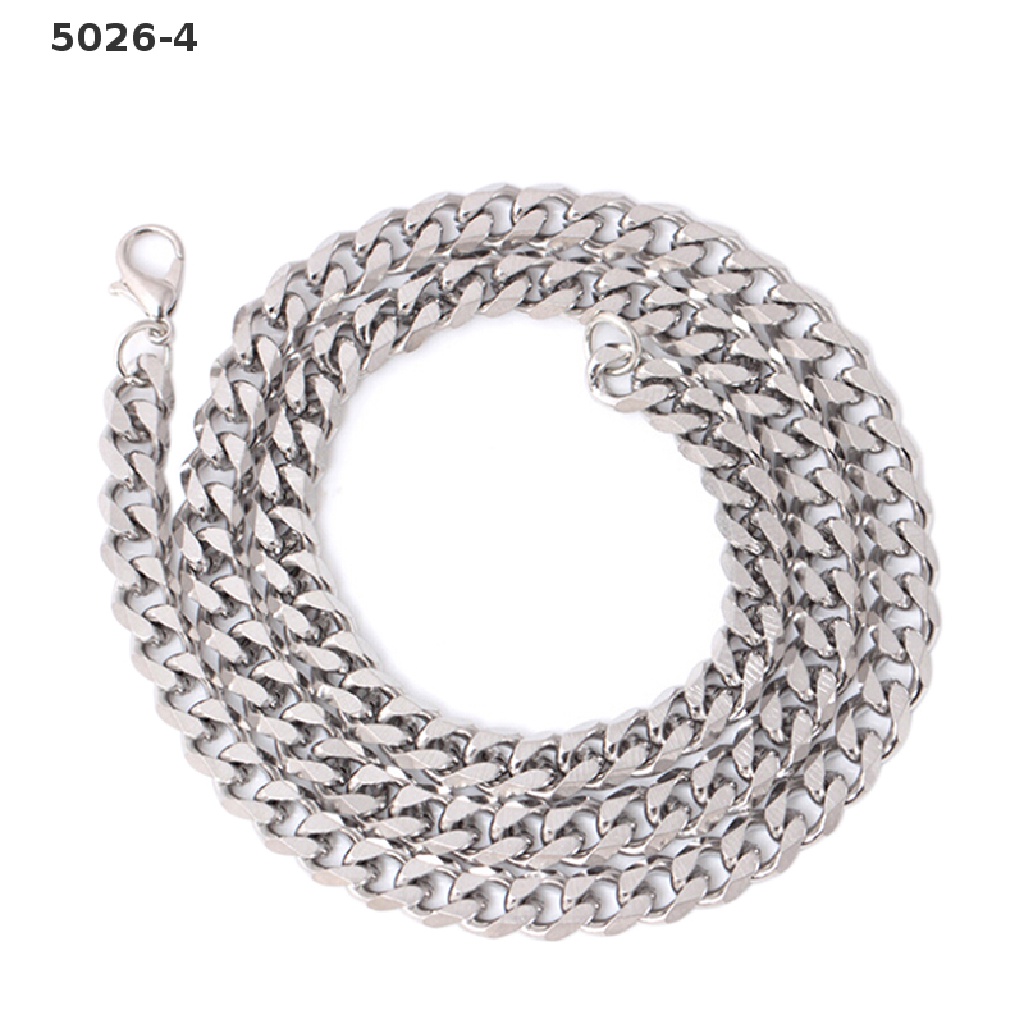 5026-4 Size 4-6mm Men's Necklace Stainless Steel Cuban Link Chain Hip Hop Jewelry Gift 5026-4