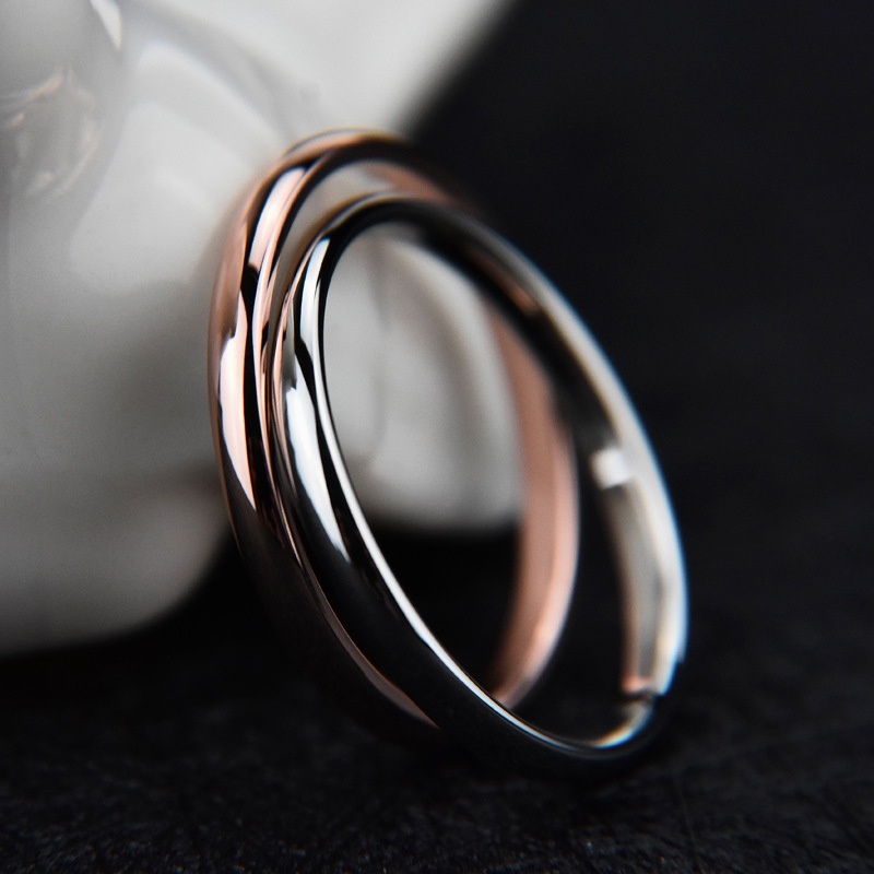 Cincin Bahan Stainless Steel Warna Rose Gold Dan Silver Untuk Wanita