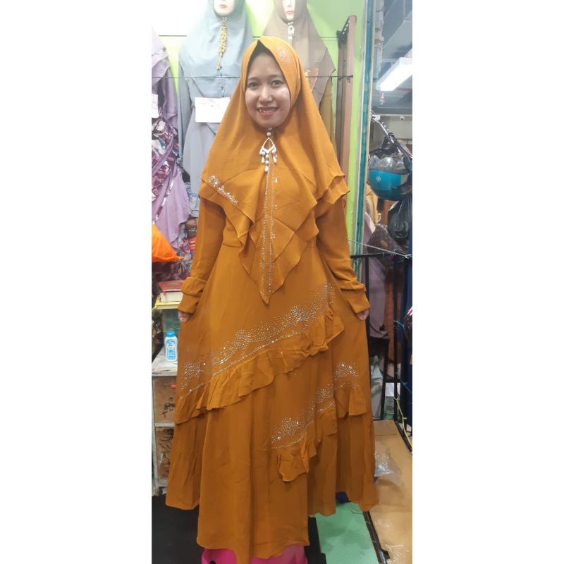 GAMIS Syar'i Set Jilbab Dk 37 Full Ceruty Baby doLL Swarovski Busui Polos Seragam Pesta Kondangan Te