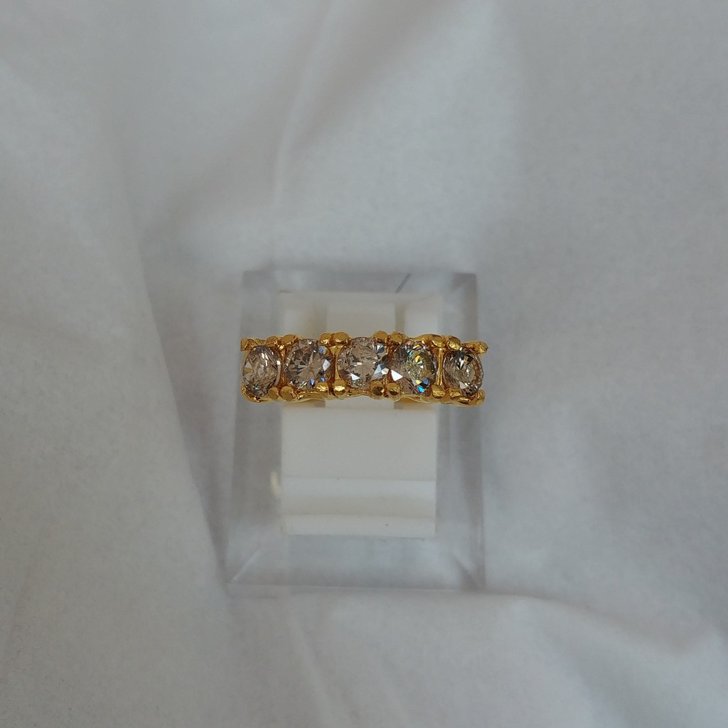 Cincin Permata Baris Satu Lapis Emas 24k