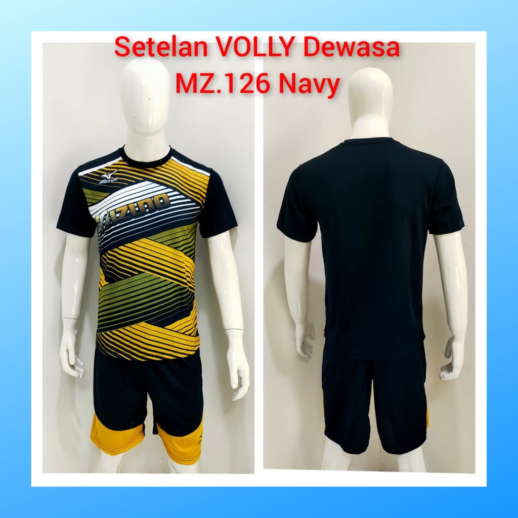 Kaos bola voli pria jersey volley ball baju dan celana setelan wanita dewasa t-shirt outfit seragam jarsey kostum pakaian olahraga apparel sport jersy volly casual jersi suit MZ126 navy