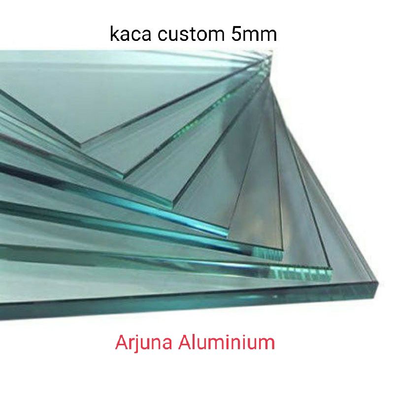 Kaca polos/bening , riben/hitam tebal 5mm Rp.30/cm2