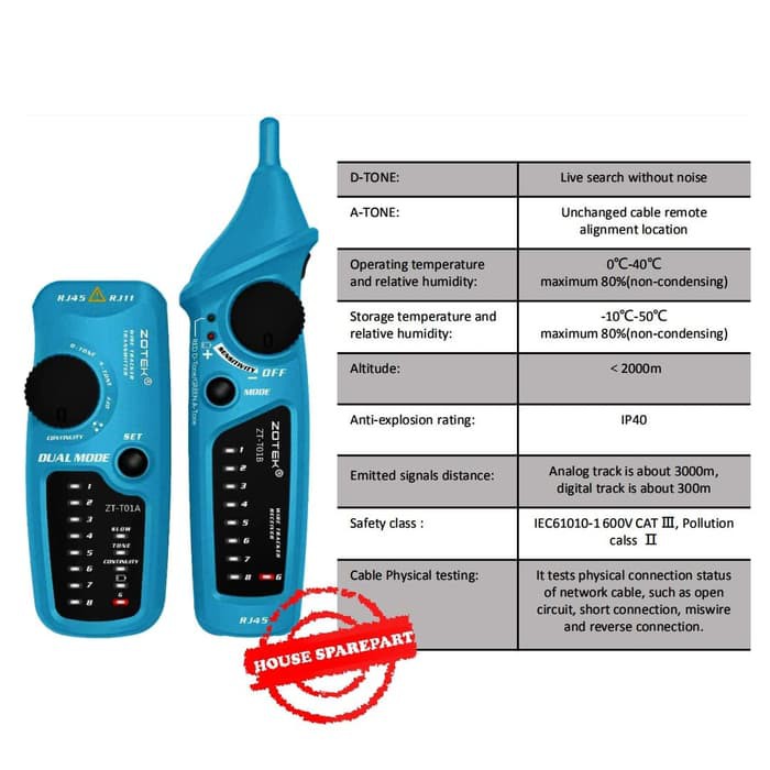 Zoyi LAN Tester Network Wire Tracker Line Finder Cable Track RJ11 RJ45