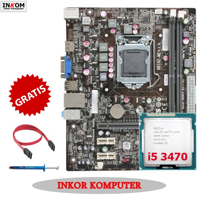 Motherboard Mainboard Mobo H61 LGA 1155 ECS + i5 3470