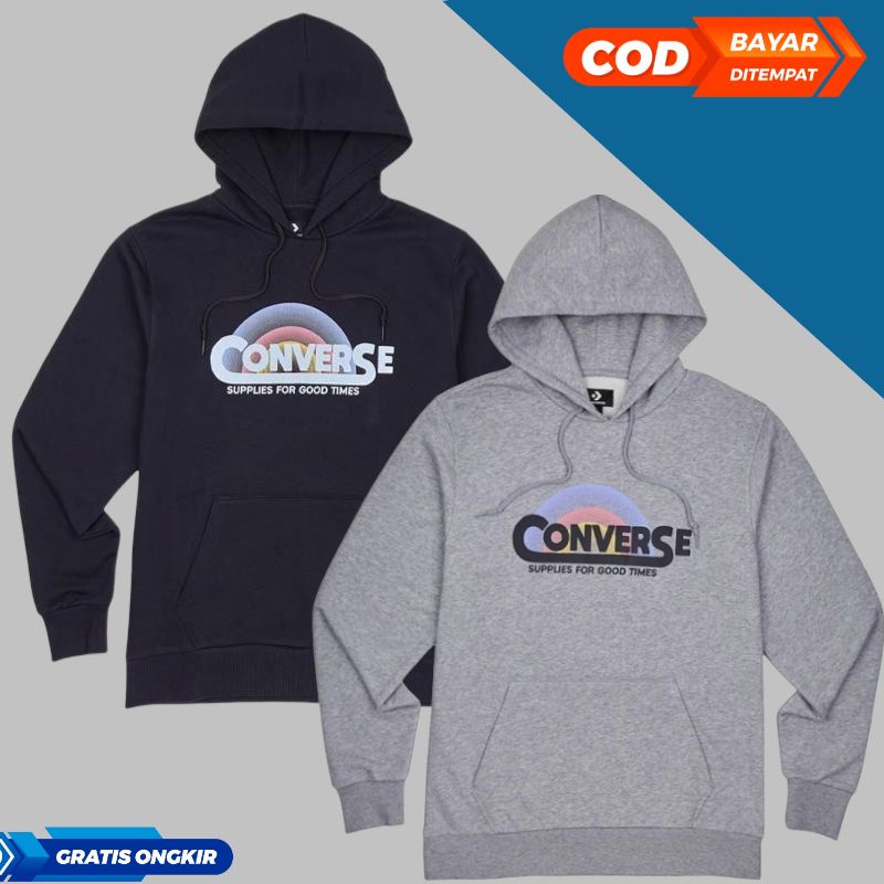 Converse Men's Classic Script Pull Over Hoodie - Black