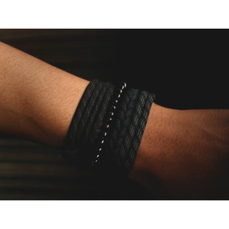 Gelang Pria Tali Prusik Jangkar Satu Paket Warna Hitam FL005 Adjustable Bracelet