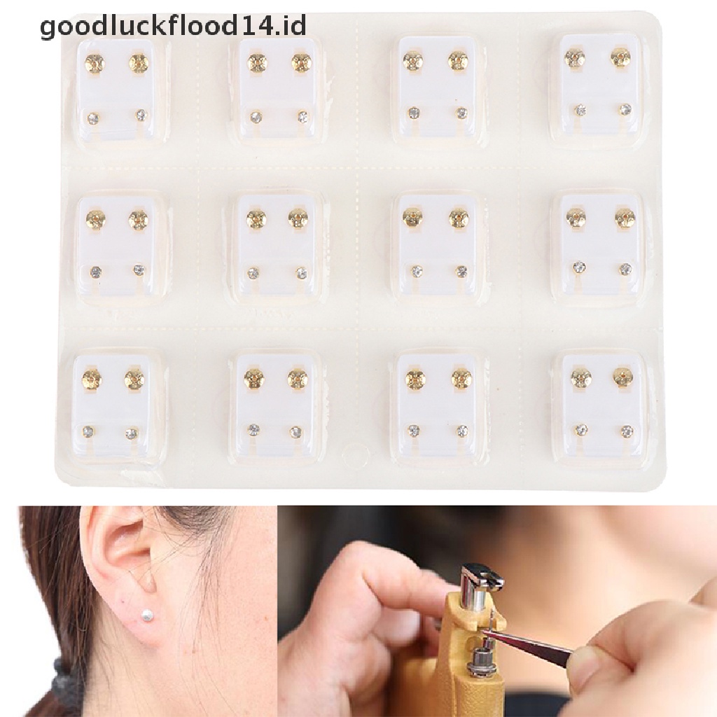 [OOID] 12 Pairs Medical Earrings Piercing Tool Ear Stud Surgical Steel Earrings Jewelry ID